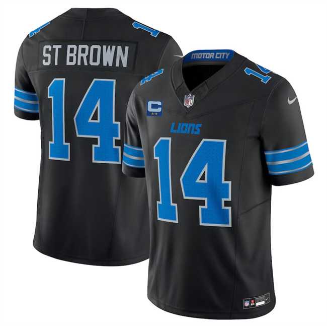 Men & Women & Youth Detroit Lions #14 Amon-Ra St. Brown Black 2024 F.U.S.E. With 2-Star C Patch 2nd Alternate Vapor Limited Stitched Jersey